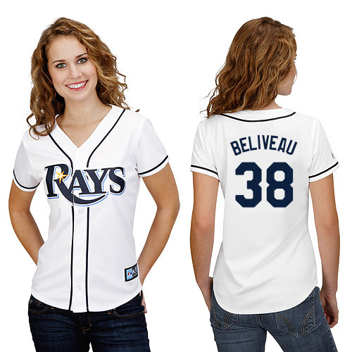 Jeff Beliveau #38 mlb Jersey-Tampa Bay Rays Women's Authentic Home White Cool Base Baseball Jersey